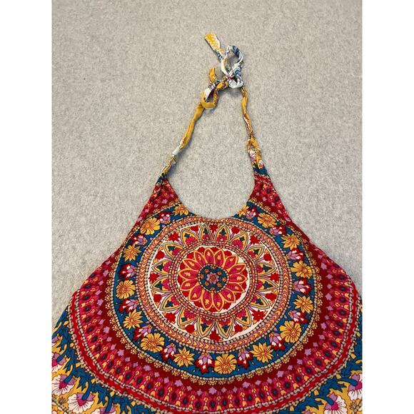 Billabong Cami Top Womens Medium 100% Rayon Halter‎ Bohemian Mandala Floral Pink - Picture 14 of 16